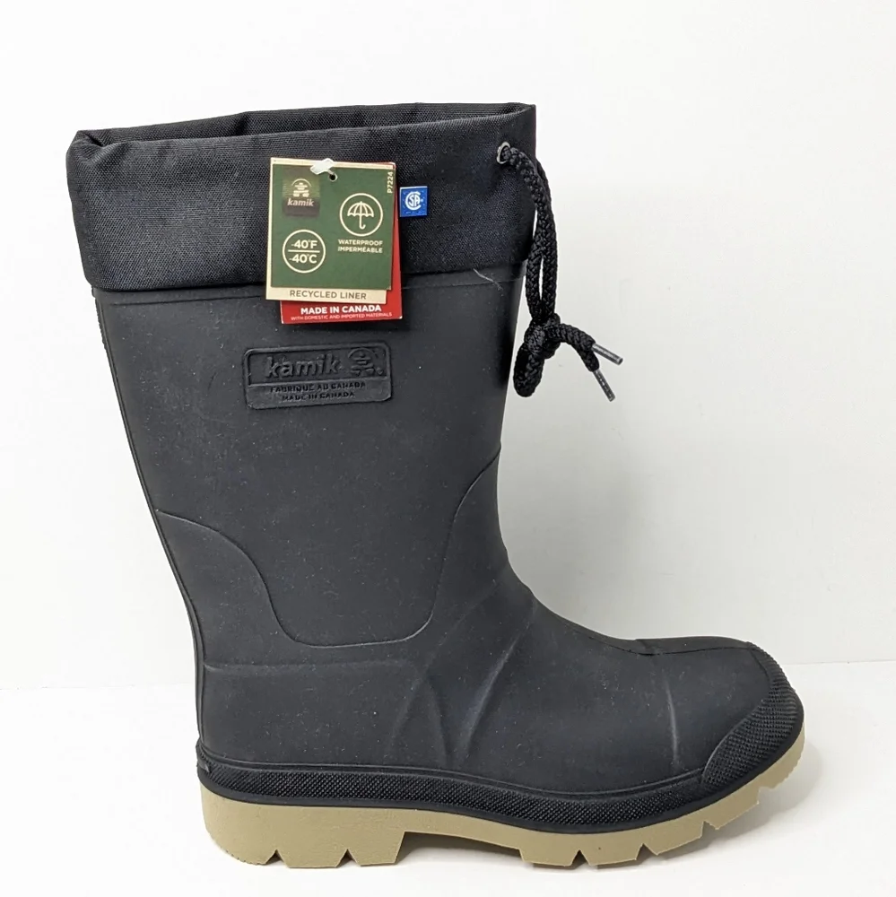 Kamik Workday 2 BX Steel Toe Rain Boots, Black, Men's 8 M